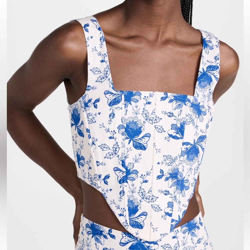 Blue Floral Square-Neck Camisole Top